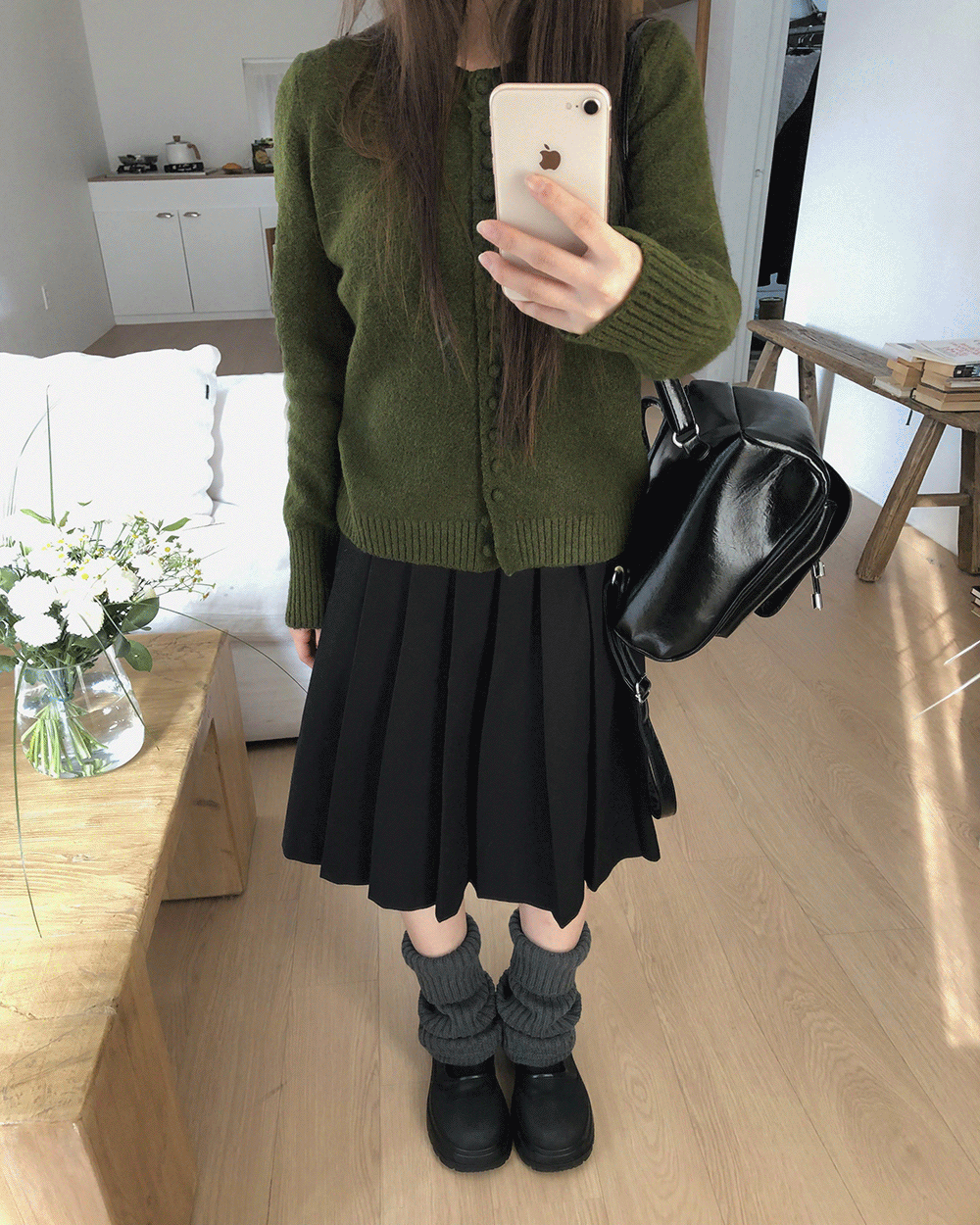 원더원더 [미디기장💗/허리뒷밴딩⭐] 유렌 모직 플리츠 미디 밴딩 스커트