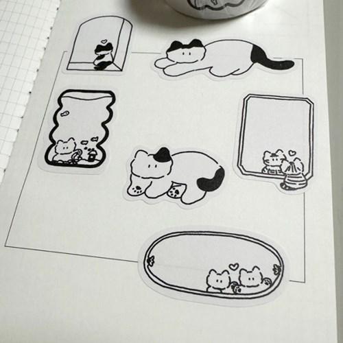 띵똥 소심한고양이 모조지 키스컷 마스킹테이프
