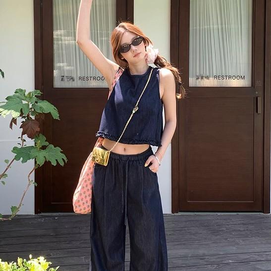 IM Artist's Lock Color Cowboy Tie strap Top pants set