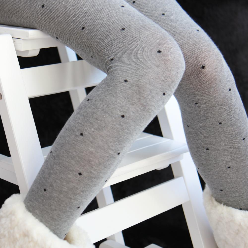 cotton polka dot tights (light gray)