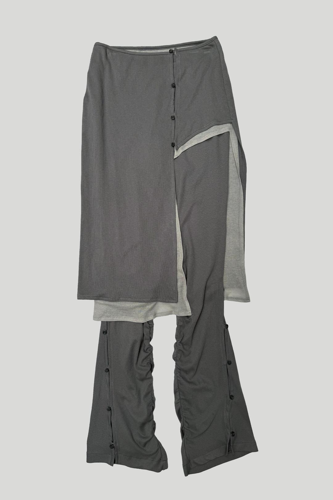 LAYERED BUTTON SKIRT-PANTS