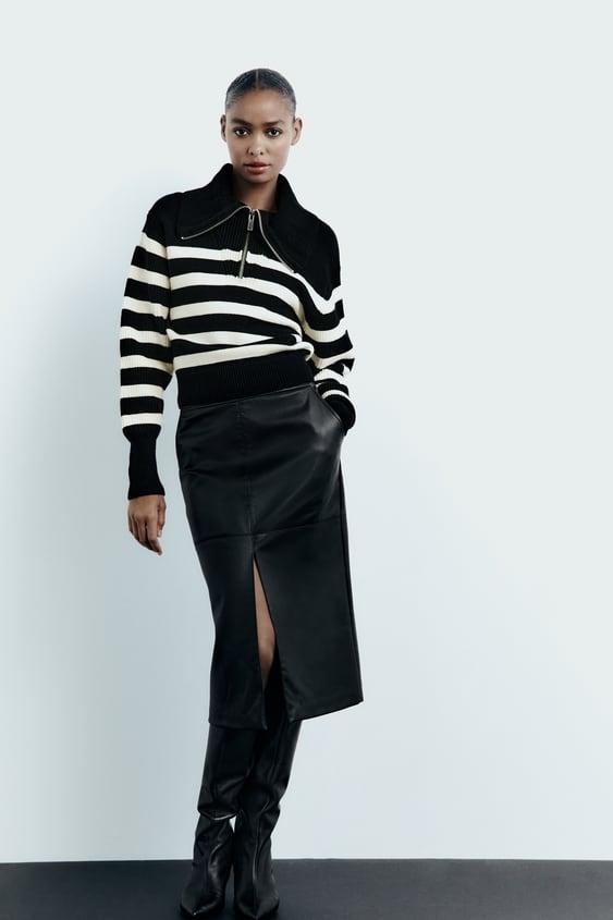 지퍼 니트 스웨터