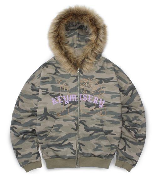 빈티지 스프레이 퍼 엔젤 후드 집업 (카모)