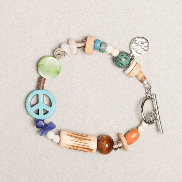 피스마크 심볼 팔찌 터쿼이즈