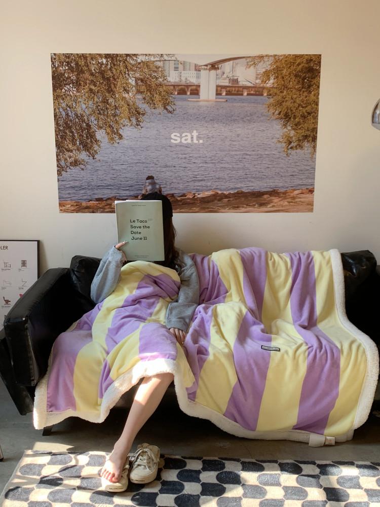 페르지아 스트라이프 담요 6color 블랭킷 캠핑 차박 따뜻한 양털 극세사 부드러운 대형