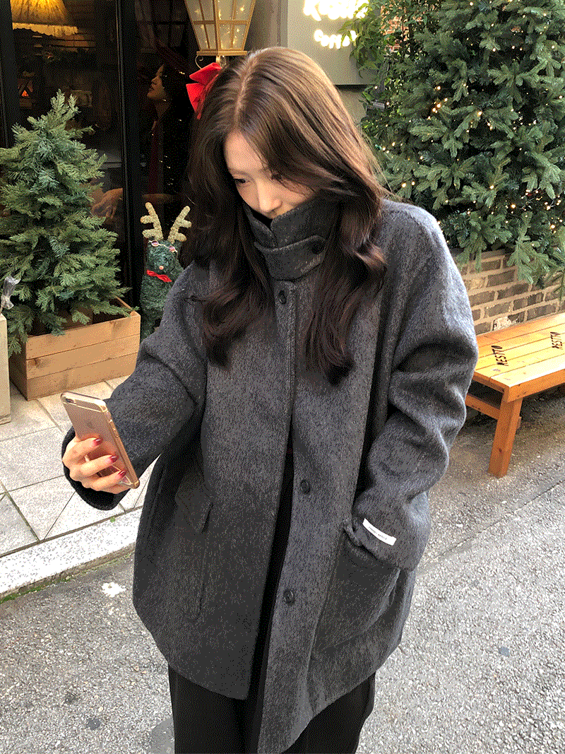 디어바이미 [울70%]모리스 핸드메이드 하프 코트