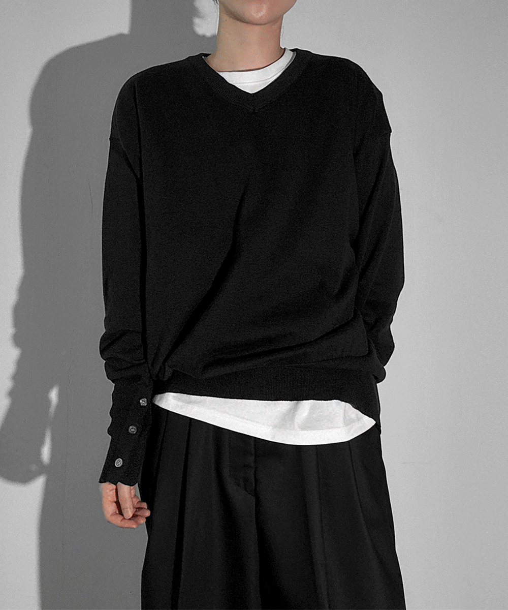 [UNISEX] 로니 버튼 브이넥 니트 (3 Color)