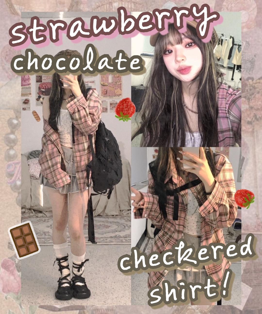 딸기초코 체크셔츠
