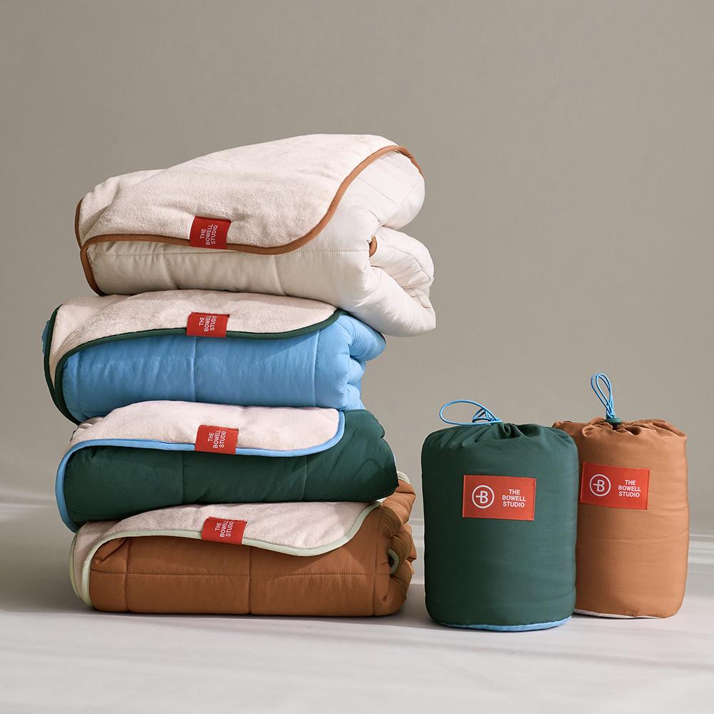 먼지없는 패딩담요 콤비 극세사 담요 중사이즈 캠핑담요 (가방포함)