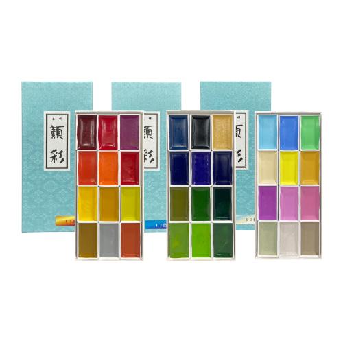 길상 안채 접시 고체 물감 12색 세트  Warm / Cool / Pastel  동양화, 한국화, 민화 [옵션선택]