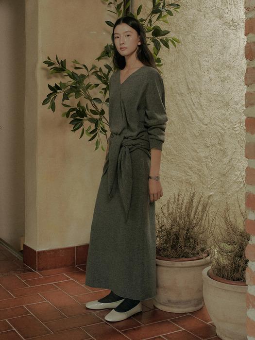 HOPE CASHMERE KNIT SKIRT_CHARCOAL