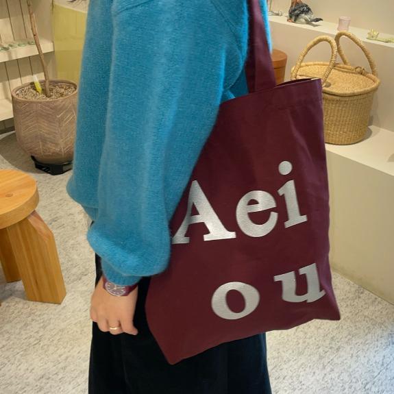 Aeiou Logo Bag (Cotton 100%)Burgundy Silver