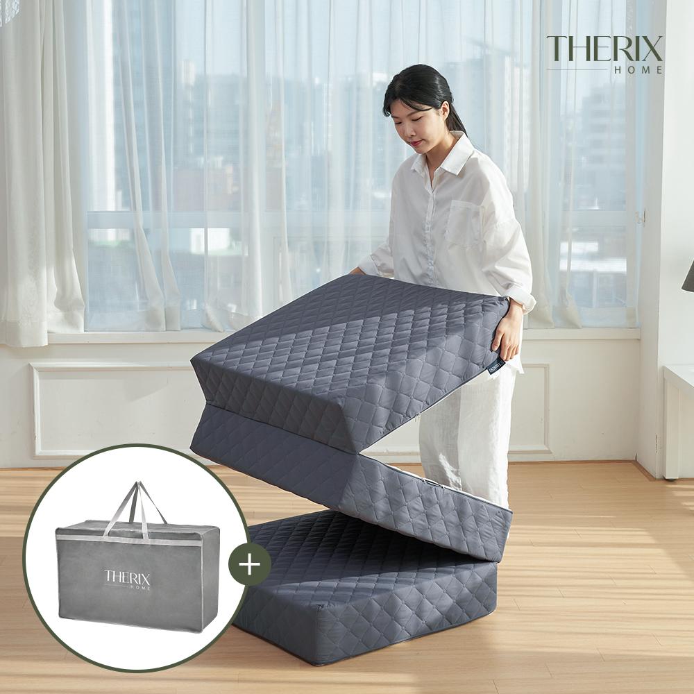 "자취/이사/집들이선물" 3단 접이식 매트리스 단단한 토퍼 수면매트+보관가방 10cm MS (멀티싱글)