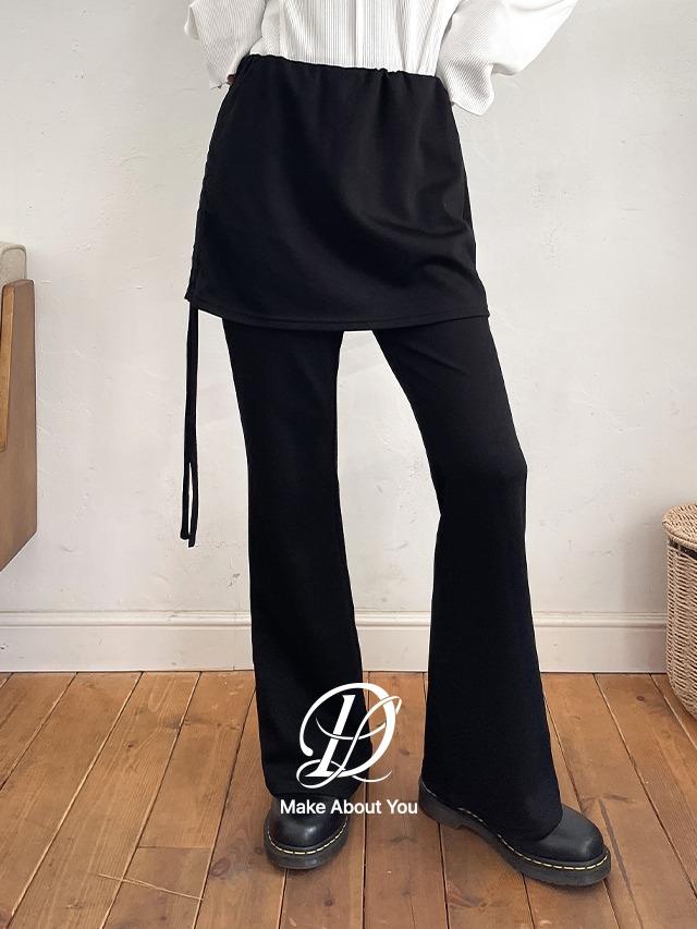 당당걸 [MADE] 빅사이즈 S-5XL 인 텐션 셔링 부츠컷 밴딩 스판 스커트 팬츠 치마바지