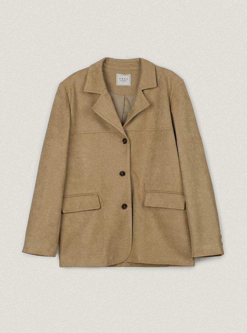 트위 [연수'pick] 딘즈 베이직 블레이저 자켓 [스웨이드/레더]