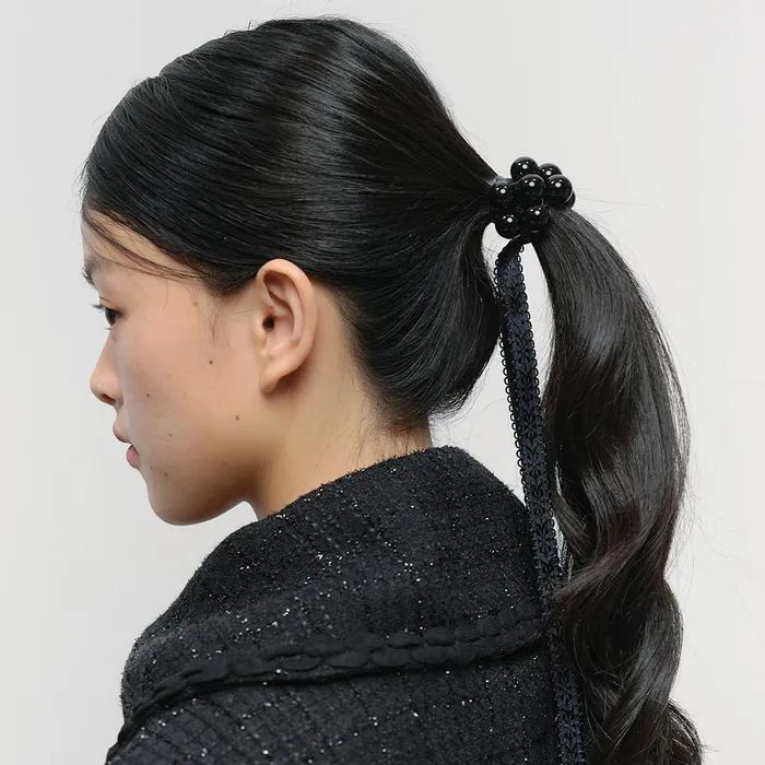 Beaded Strap Hairband [Black]