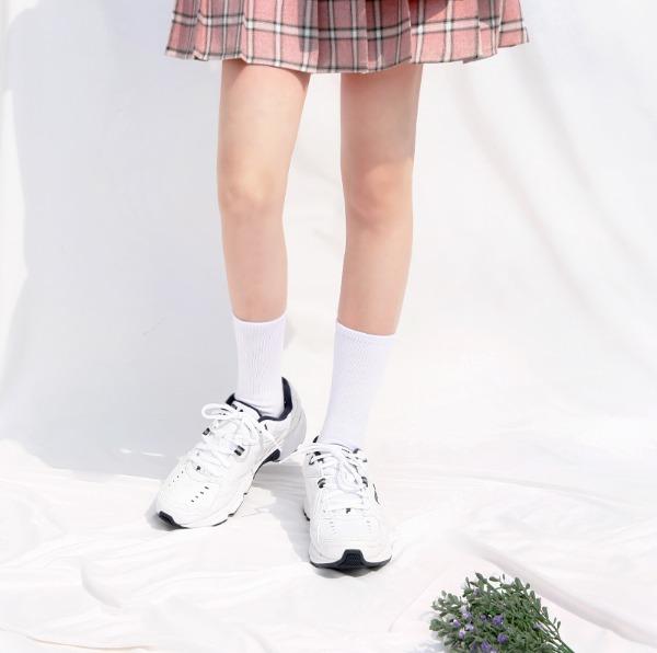 [7켤레] U823 시그니처 더블코튼 무지 크루 긴양말 여자 남자 빅사이즈