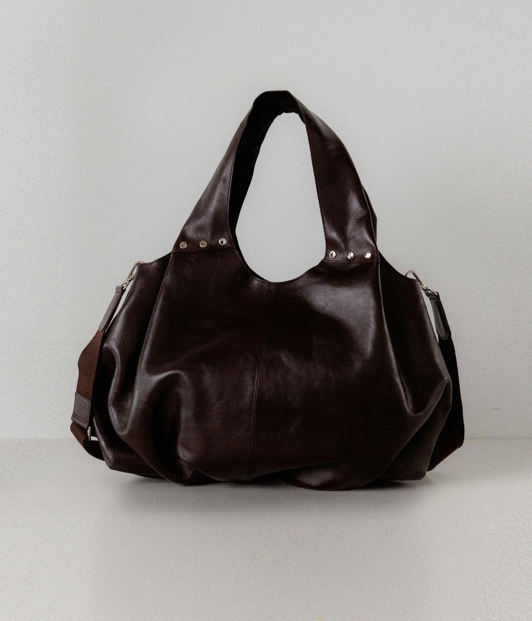 Fleur Hobo Bag Set — Brown ( Oval Metal Keyring Included )