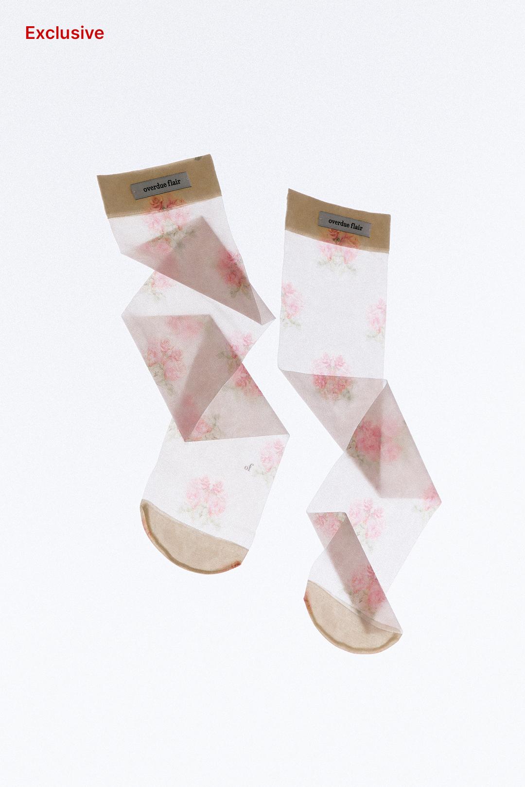 [EXCLUSIVE] ANTIQUE ROSE KNEE SOCKS_PINK