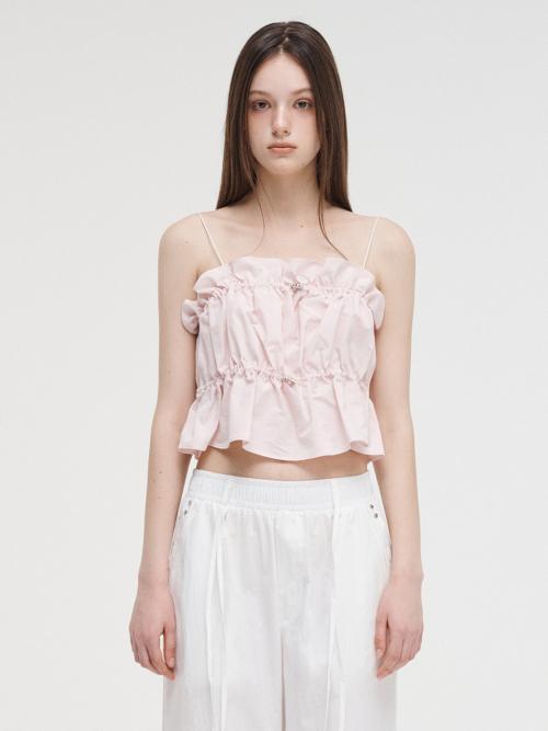 Shirring Stopper Sleeveless Blouse Pink