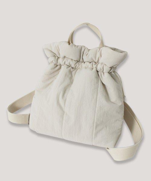 스트라이프 복조리 4way 패딩 백팩 아이보리