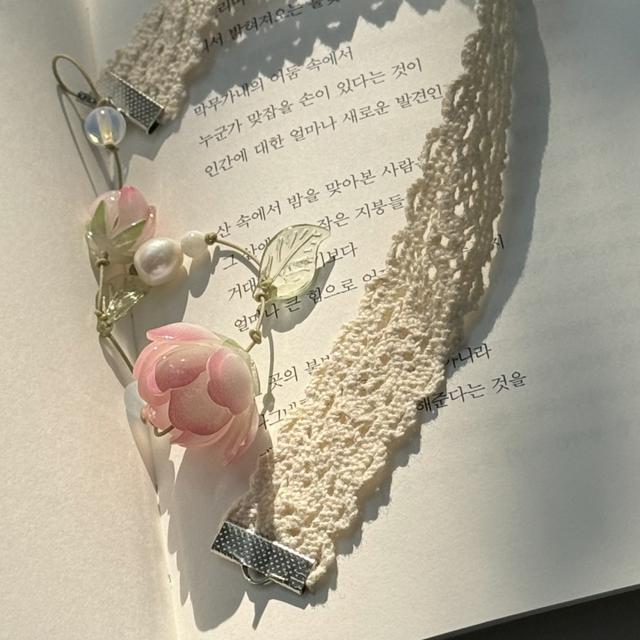 장미 책갈피 꽃갈피 비즈책갈피 핸드메이드 북마크