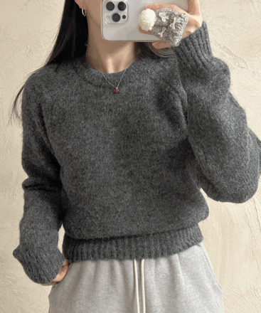 [무료배송] 울 / 쥬스 크롭 라운드 베이직 니트