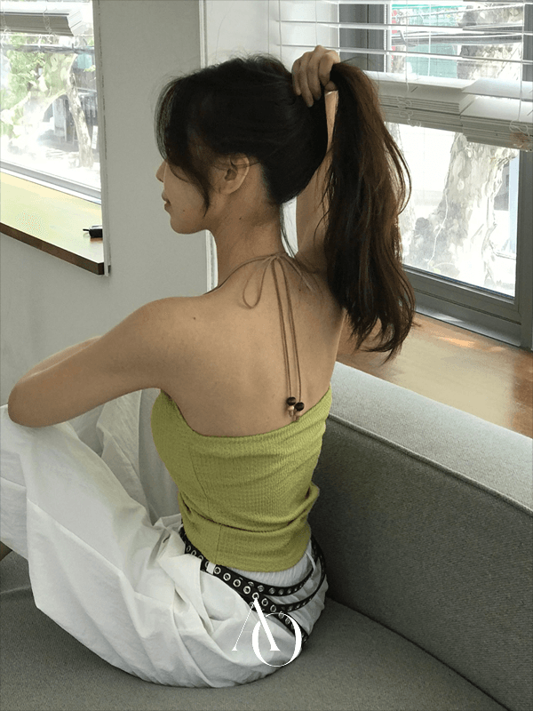 앤드오브 [단독/지연+10일/바캉스/워터밤/페스티벌] 밀로 와플 보헤미안 홀터 슬리브리스