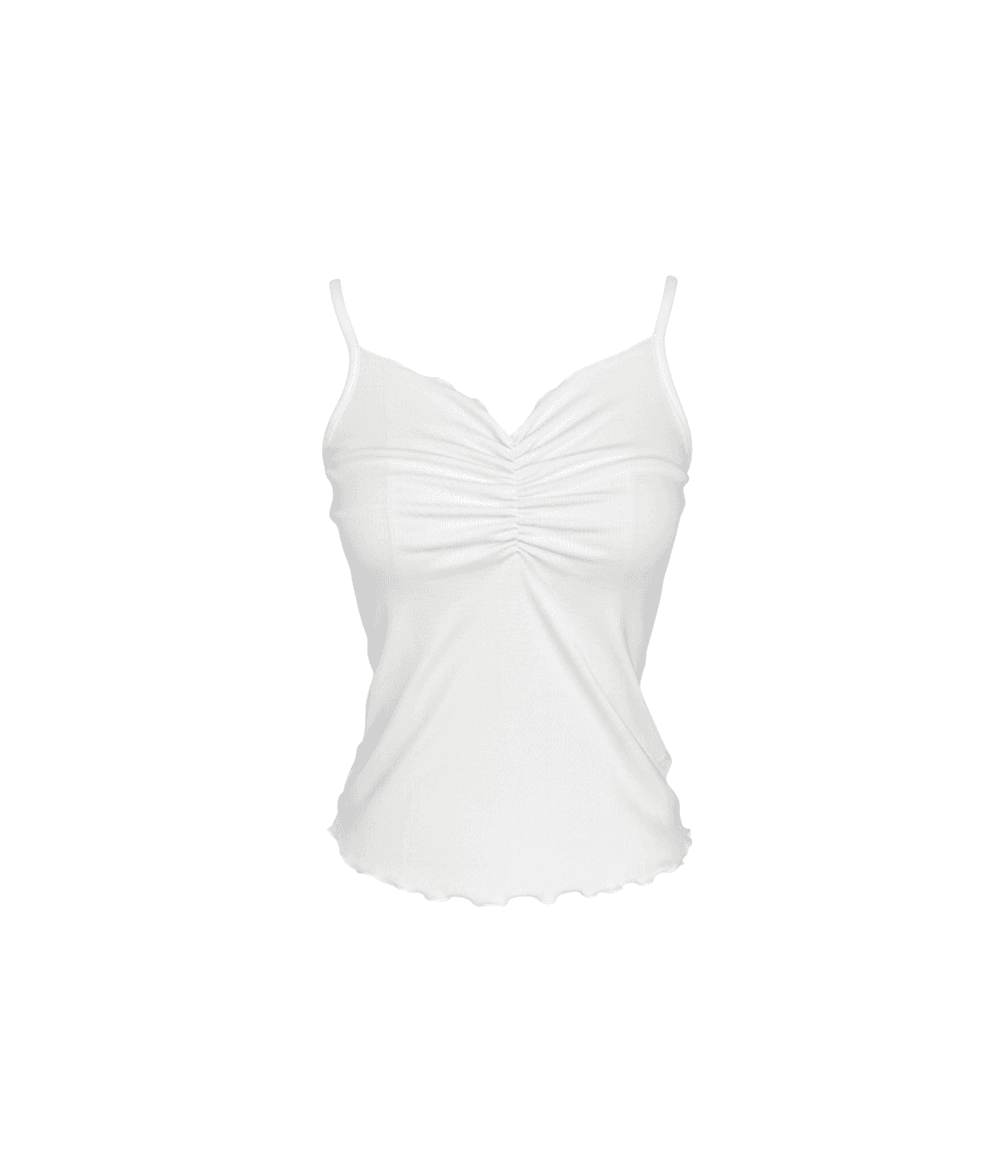 스큅 [레이어드추천템🤍]Veil 셔링 브이넥 슬림 슬리브리스 탑 (3colors)