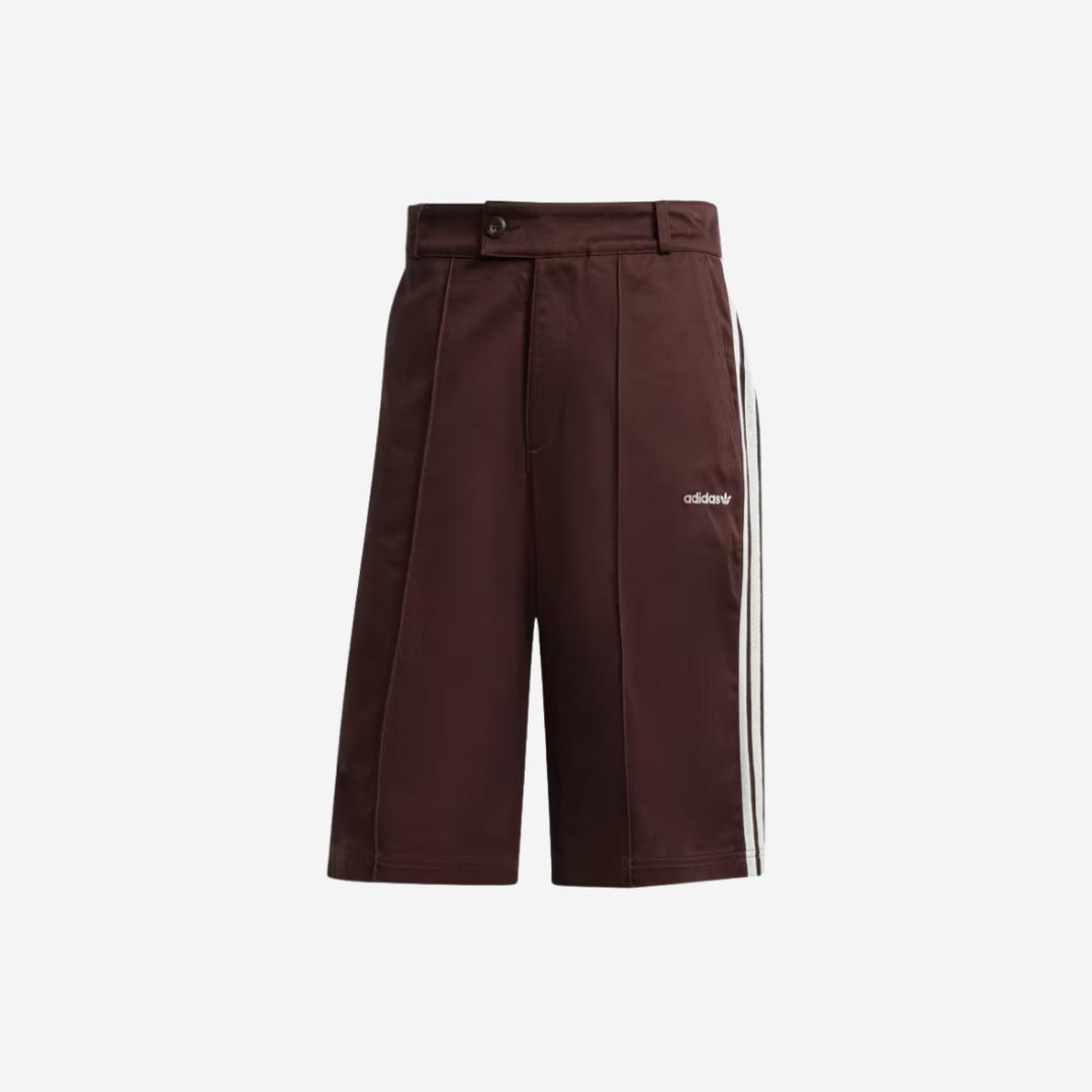 Adidas 80s Loose Buttoned 3-Stripes 11 Inch Bermuda Shorts Shadow Brown - KR Sizing