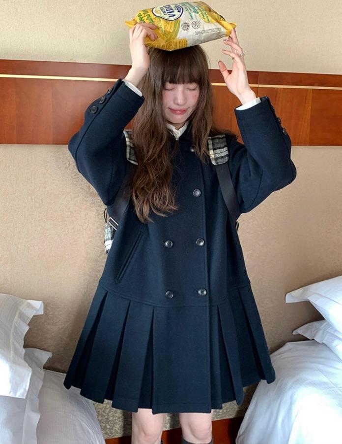 RAINY 클래식 버튼 원피스 코트 (2color)