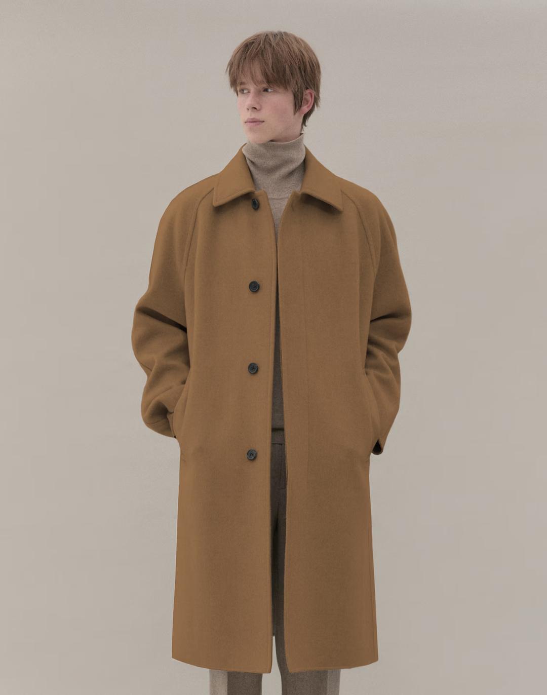 카멜 캐시미어 블렌드 핸드메이드 발마칸코트