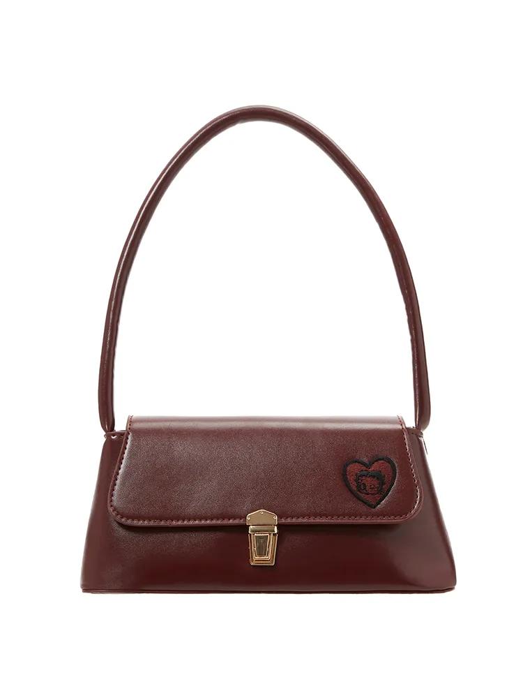 베티붑 미니 레더 트라페즈 숄더백_버건디