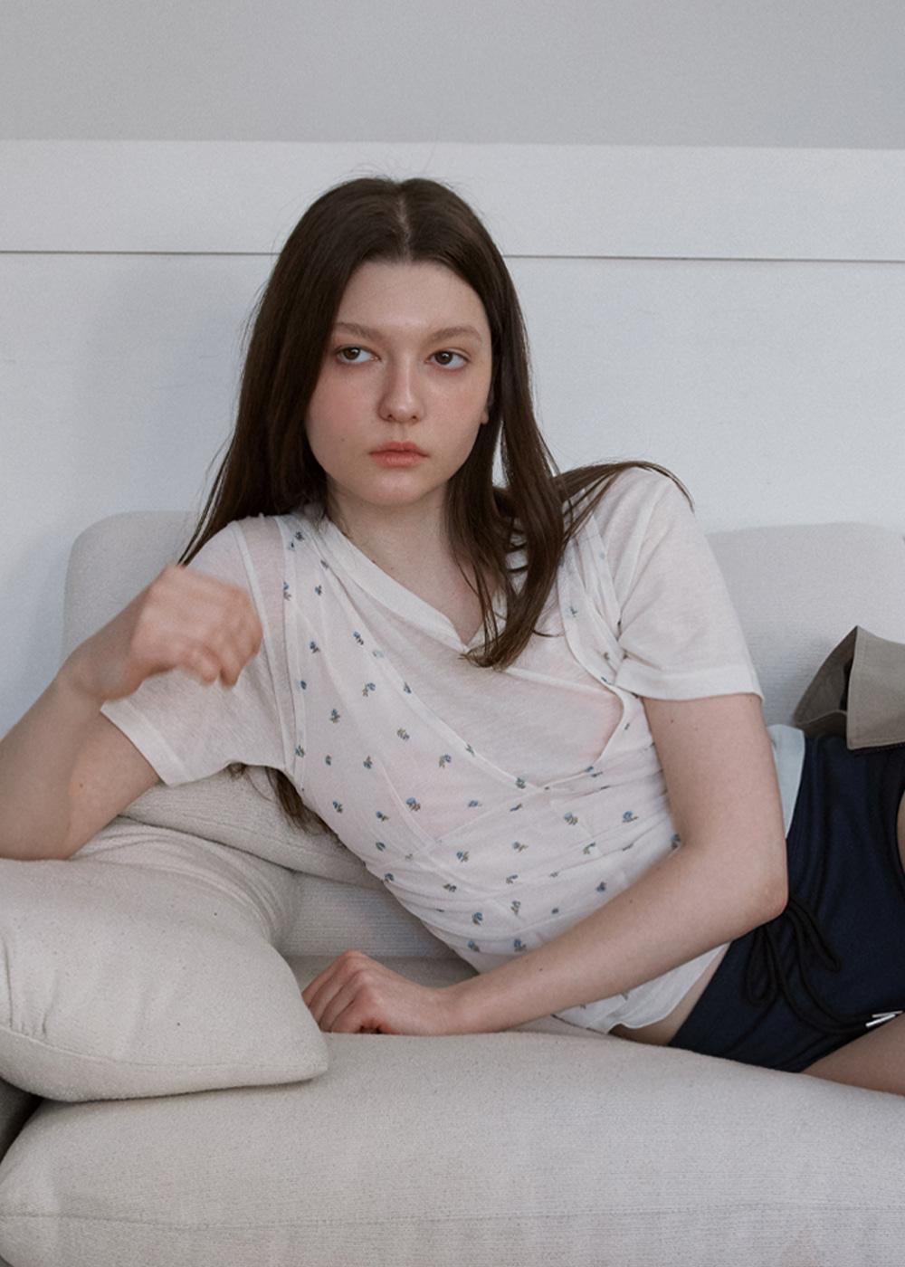 SHEER BLOOM SHORT SLEEVE TEE_IVORY