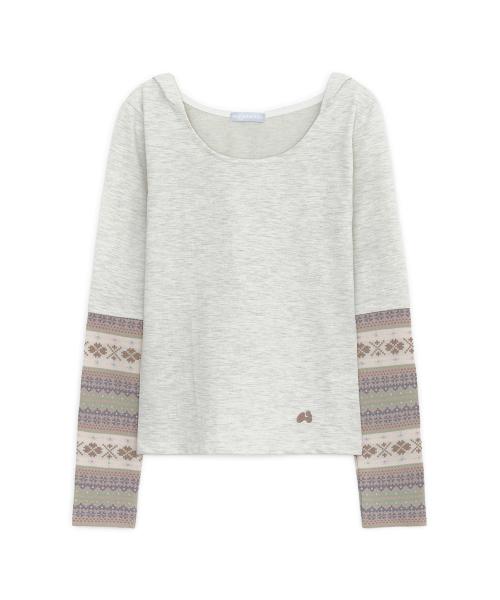 니트 패널 슬리브 후디 (오트밀)