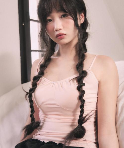 쿨링 시쉘 리본 슬리브리스 [BABY PINK]