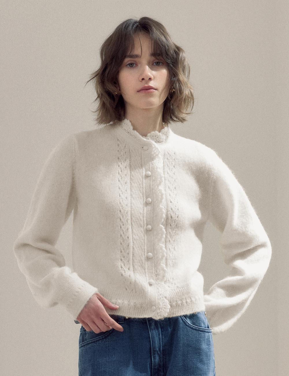 Lily Hand-Made Cardigan (White)