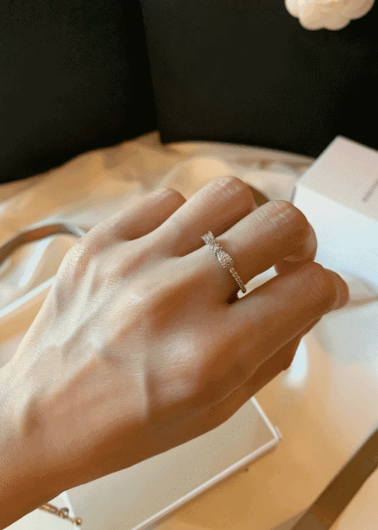 [highquality] 여리 리본 파베셋팅 슬림 반지 링