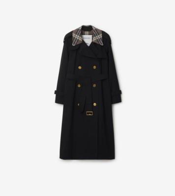 롱 체크 칼라 캐슬포드 트렌치코트 (블랙) - 여성, 면 | 공식 Burberry®