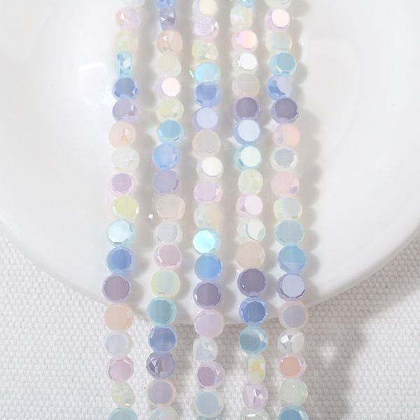 [2-573-04]크리스탈 사이드컷 6mm (파스텔믹스) ,반줄(약49개)