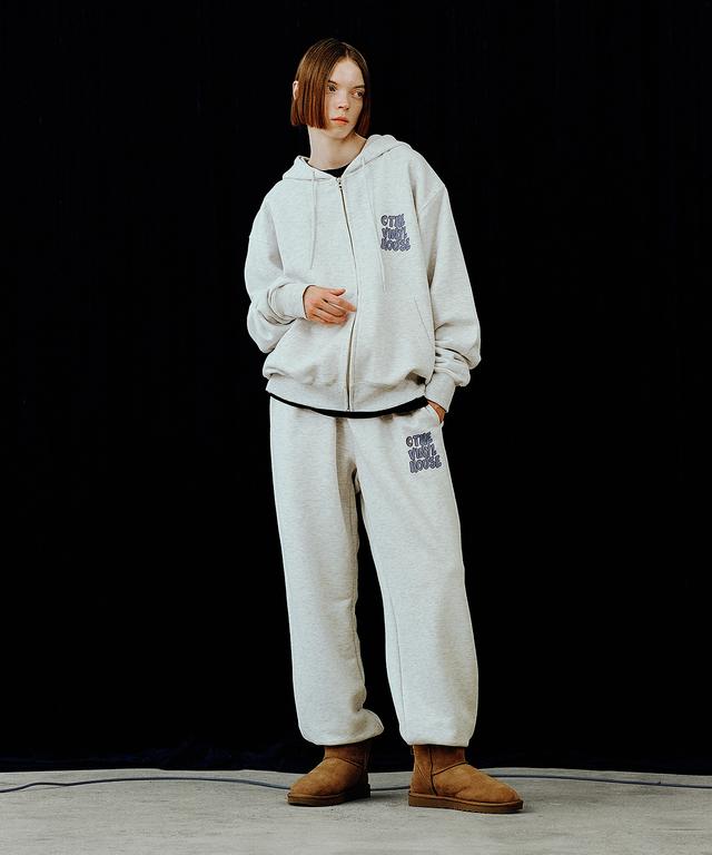 LOGO ZIP UP HOODIE LIGHT GREY