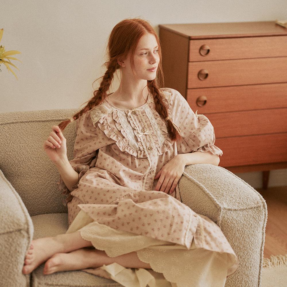 울랄라파자마 앤의 꽃망울 7부 원피스 진베이지 (30수)