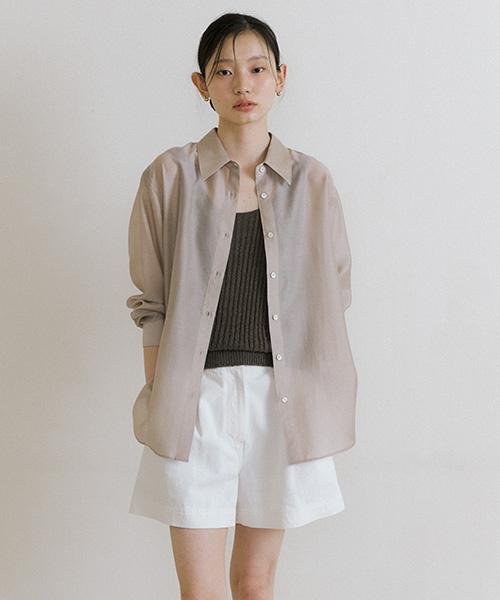 tencel basic shirt-beige