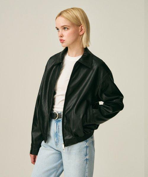 9124# VINTAGE LEATHER JACKET_BLACK