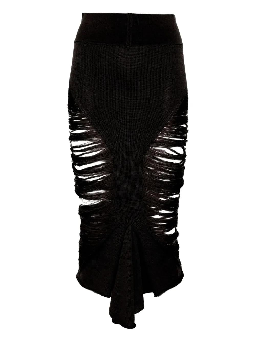 Rick Owens 탄자 미디 스커트 | 블랙 | FARFETCH KR
