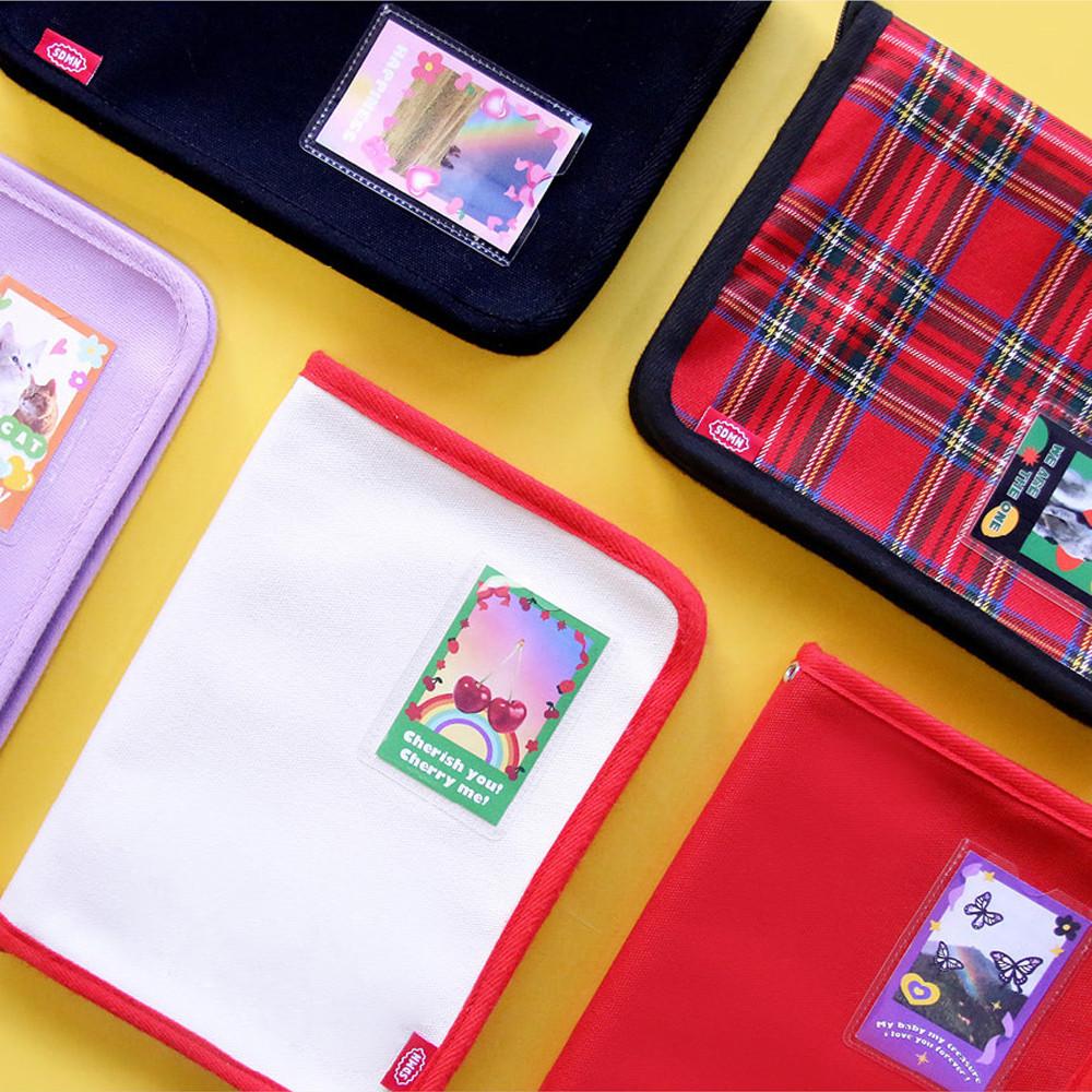 북 커버 책 파우치 다이어리 다꾸 스티커 소품 수납 보관 패브릭 지퍼 캔버스 천