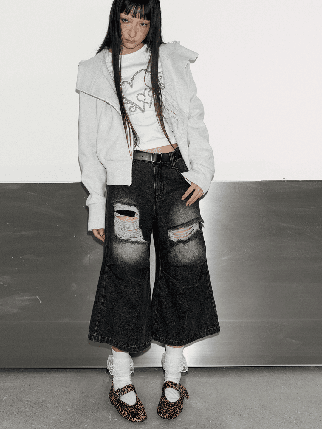 Cropped ripped jeans_Long ver