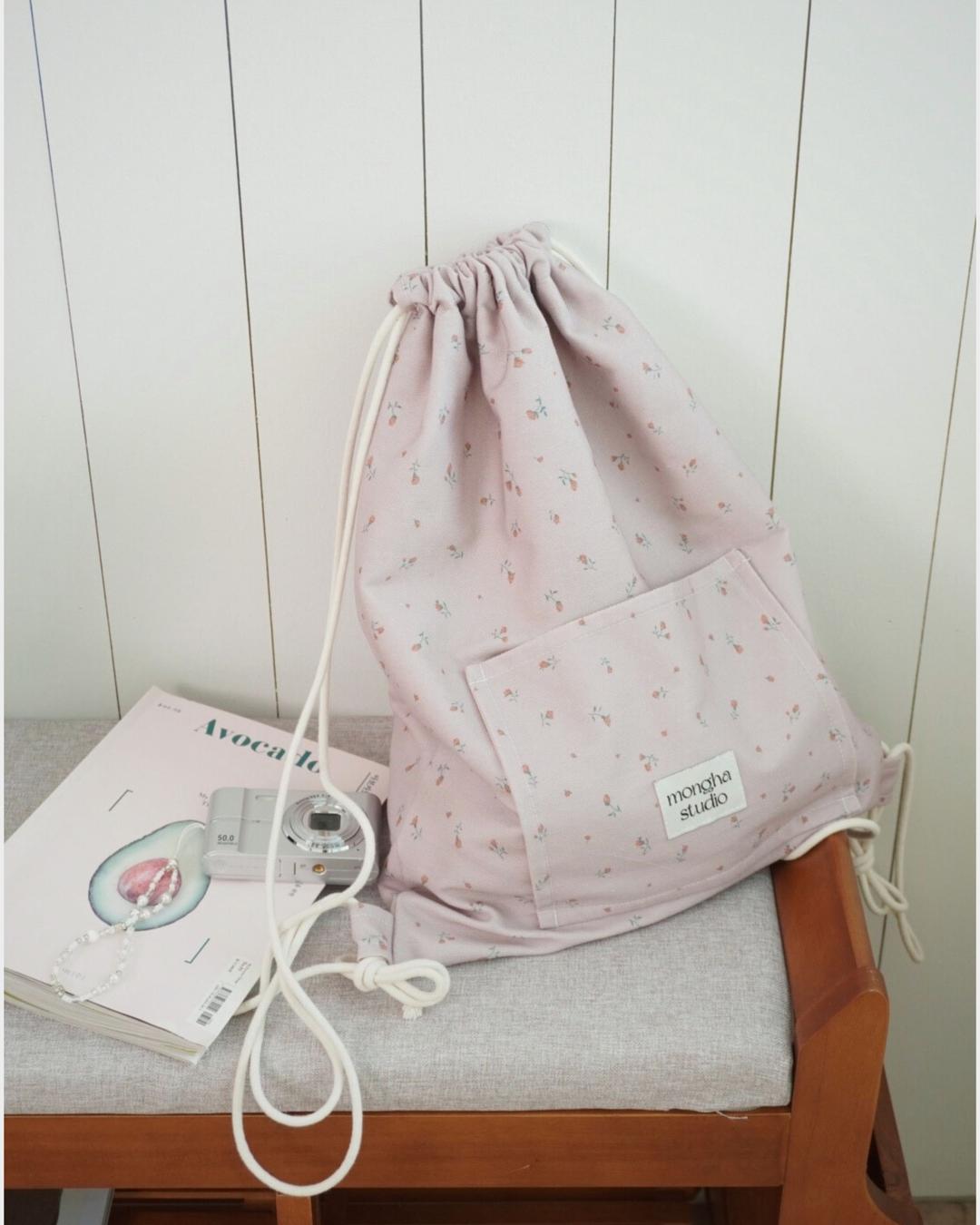Flower string bag-pink