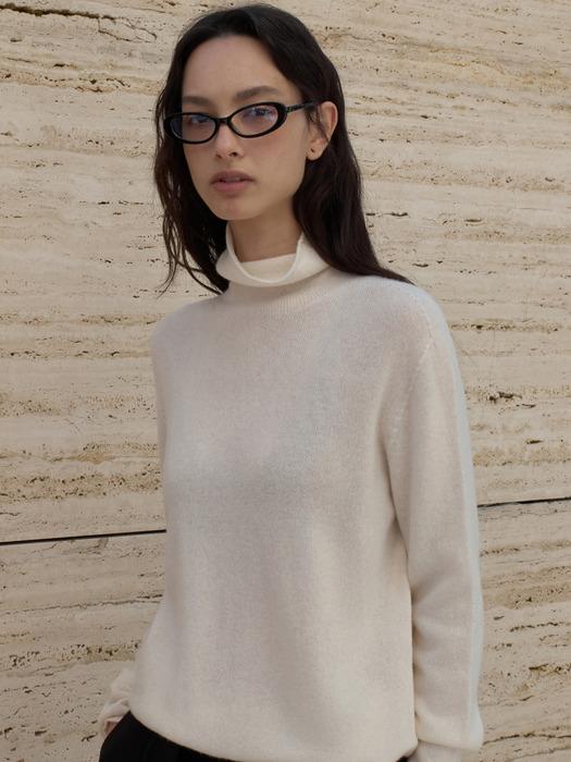 울 100% 햄라인 터틀넥 니트 아이보리 OU1795
