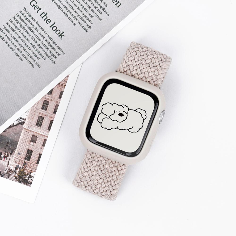 애플워치 스트랩 브레이드솔로루프 니트 스트랩 케이스 세트 9 8 se2 호환 밴드